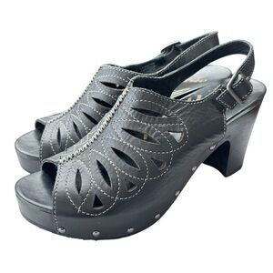 Dansko Rowena Black Leather Slingback Pumps Shoe Size EU 40 US 9 / 9.5 Sandals